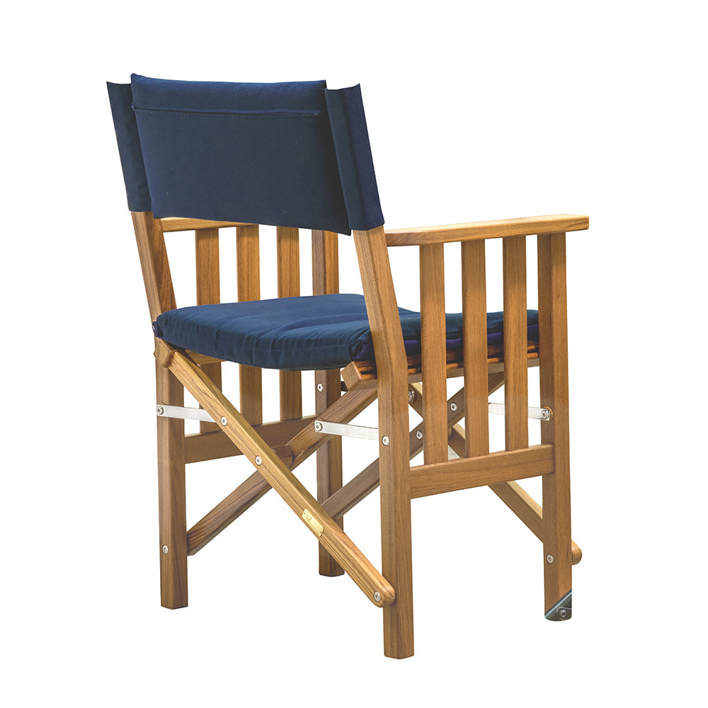 Whitecap Directors Chair II w/Navy Cushion - Teak