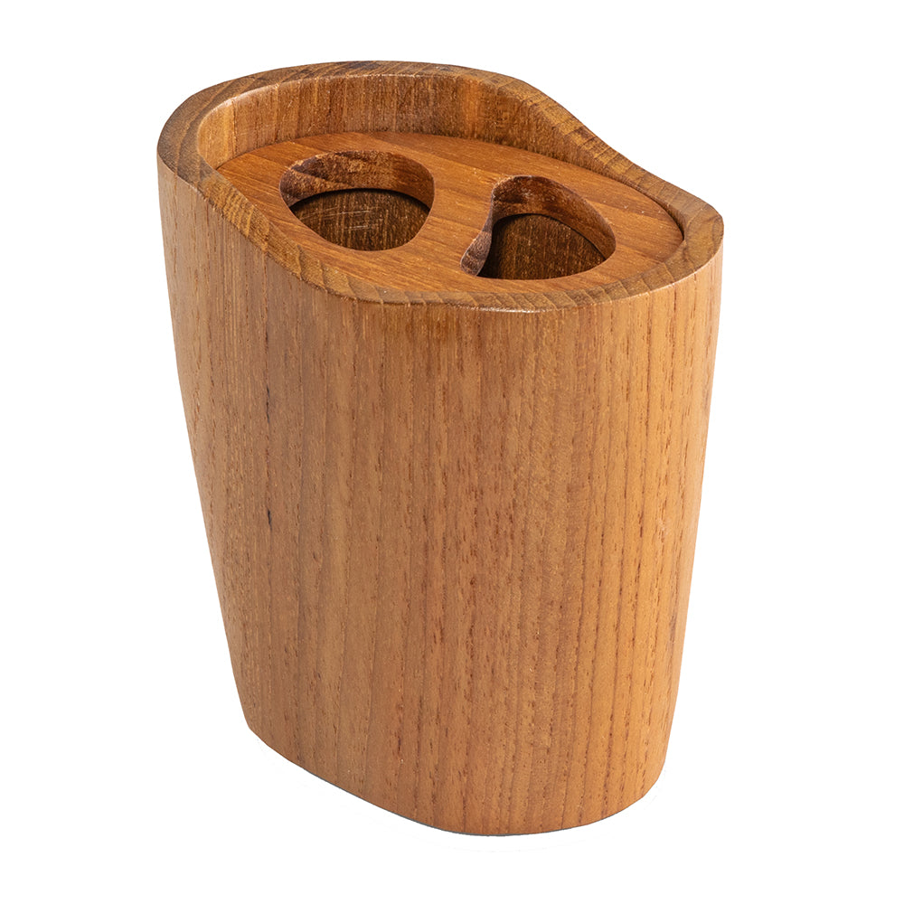 Whitecap Oval Toothbrush Holder (Oiled) - Teak