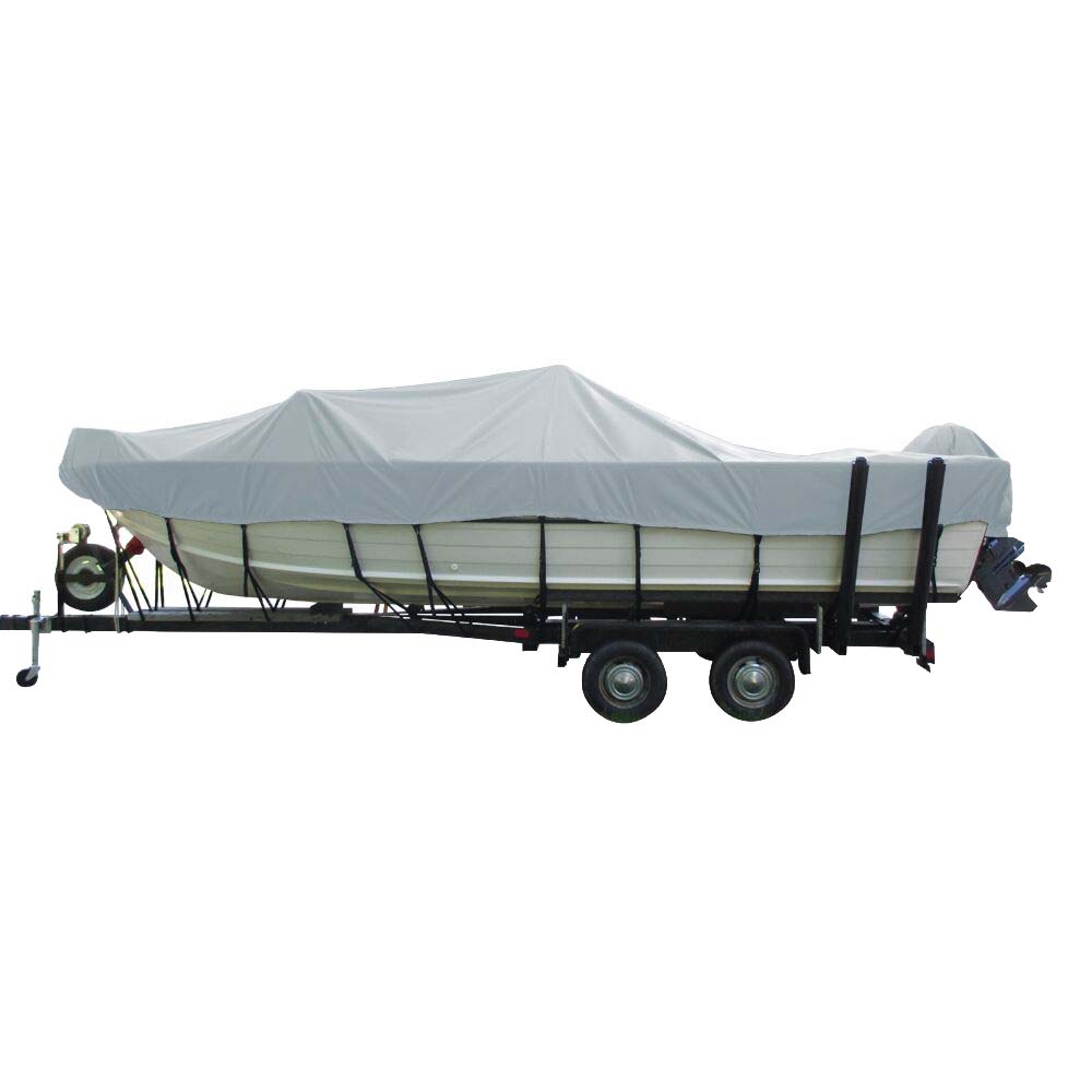 Carver Poly-Flex II Wide Series Styled-to-Fit Boat Cover f/16.5 Aluminum V-Hull Boats with Walk-Thru Windshield - Grey