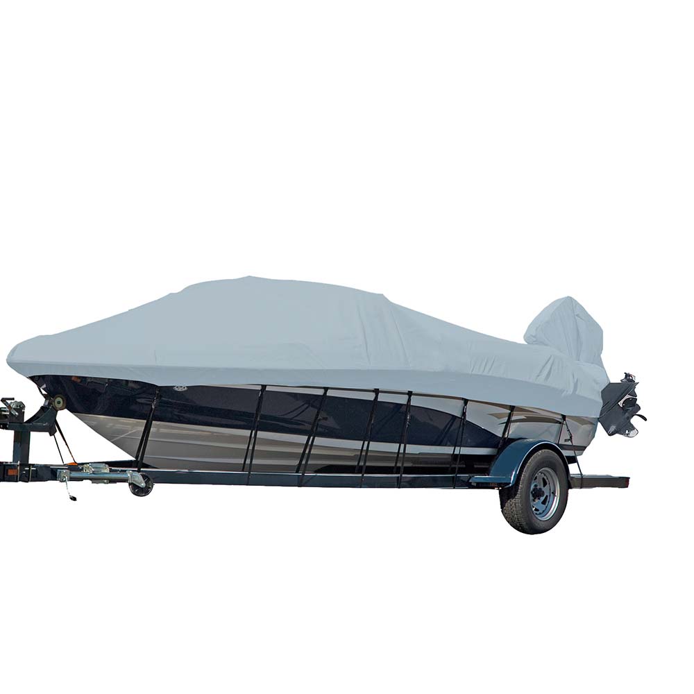 Carver Sun-DURA Styled-to-Fit Boat Cover f/18.5 V-Hull Runabout Boats w/Windshield  Hand/Bow Rails - Grey