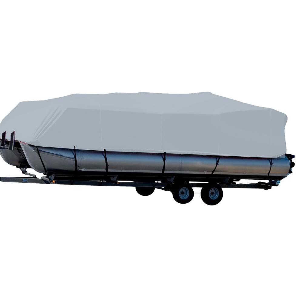 Carver Sun-DURA Styled-to-Fit Boat Cover f/16.5 Pontoons w/Bimini Top  Partial Rails - Grey