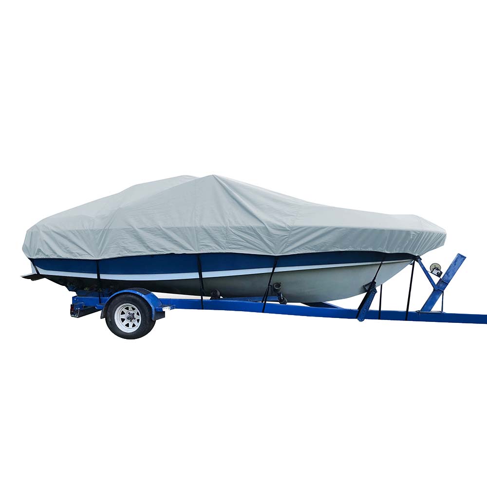 Carver Sun-DURA Styled-to-Fit Boat Cover f/21.5 V-Hull Low Profile Cuddy Cabin Boats w/Windshield  Rails - Grey