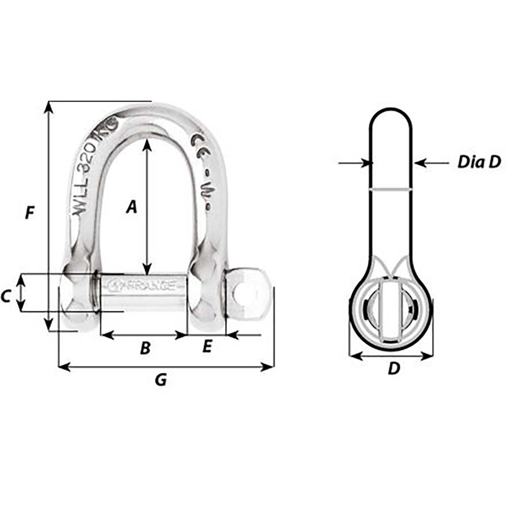 Wichard Self-Locking D Shackle - Diameter 6mm - 1/4"