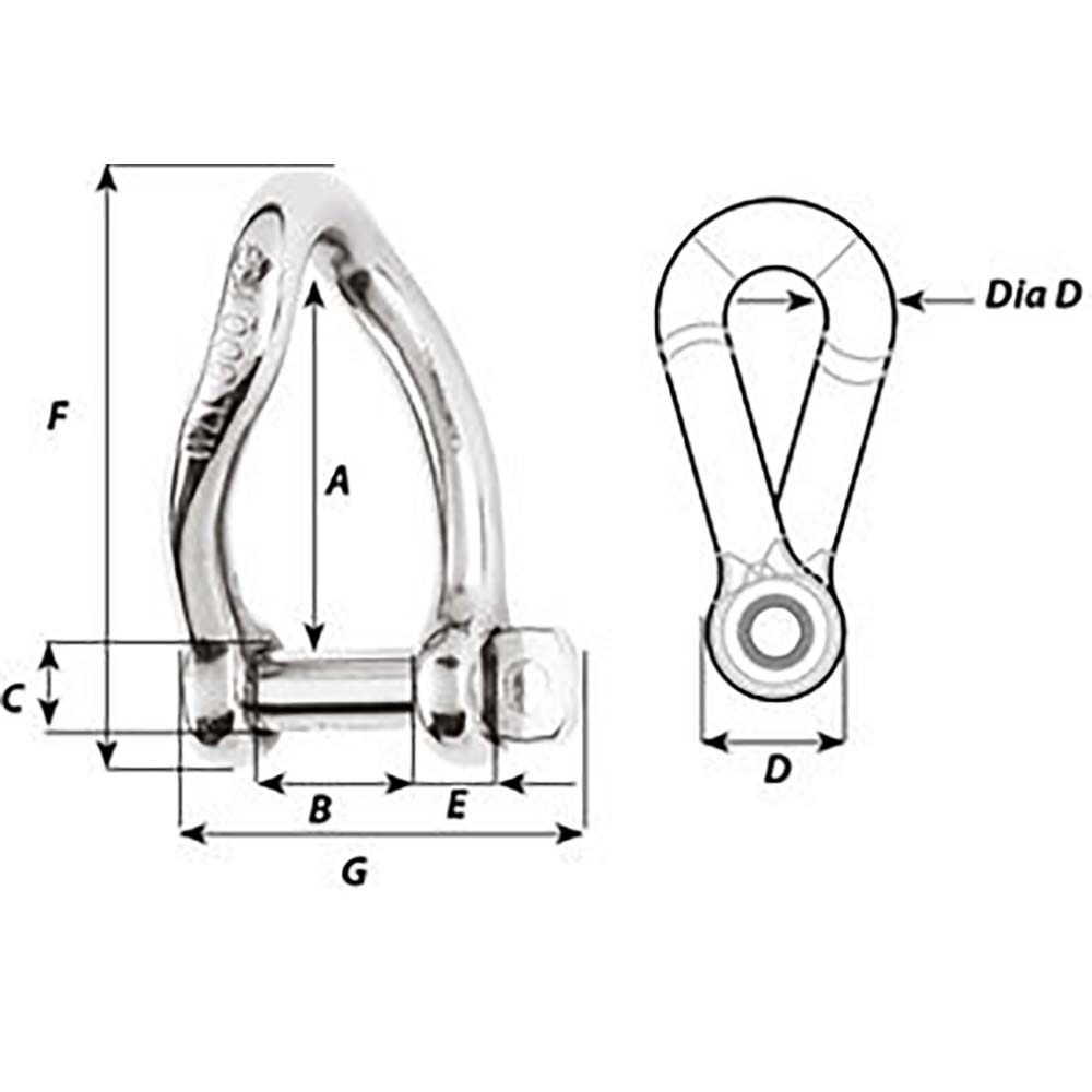 Wichard Self-Locking Twisted Shackle - Diameter 8mm - 5/16"