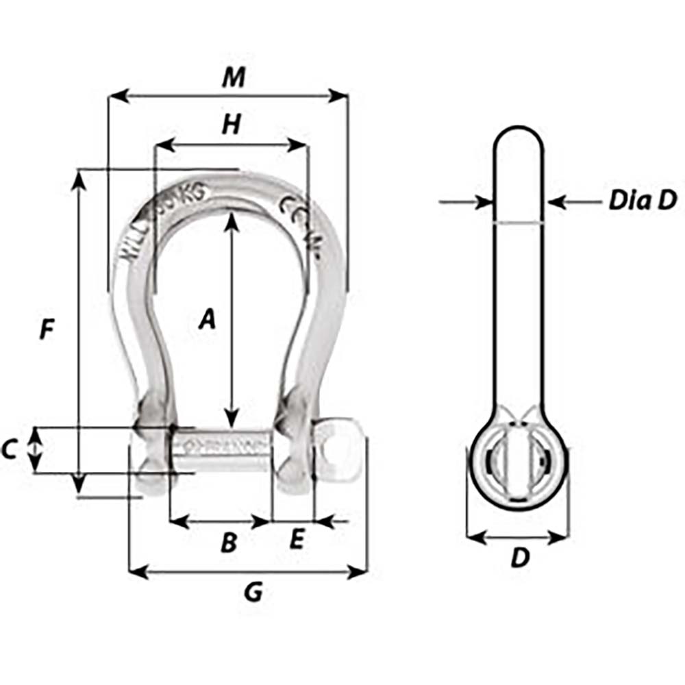 Wichard Self-Locking Bow Shackle - Diameter 6mm - 1/4"