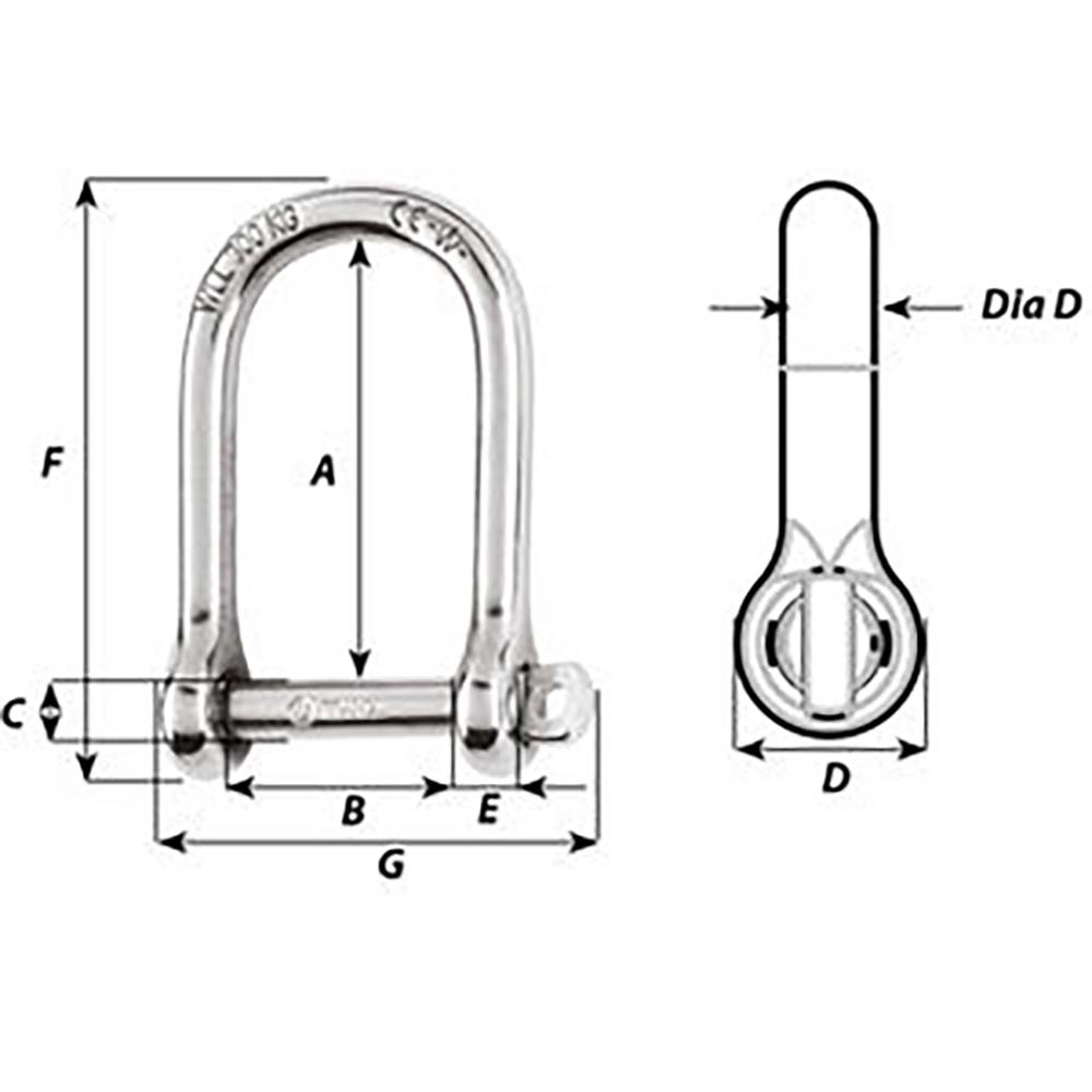 Wichard Self-Locking Large Shackle - Diameter 5mm - 3/16"