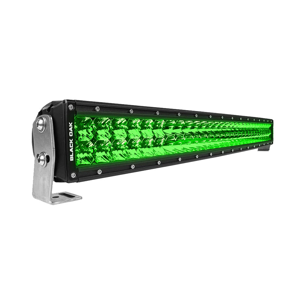 Black Oak 30" Curved Double Row Green LED Hog Hunting Light Bar - Combo Optics - Black Housing - Pro Series 3.0