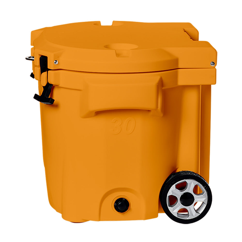 LAKA Coolers 30 Qt Cooler w/Telescoping Handle  Wheels - Orange