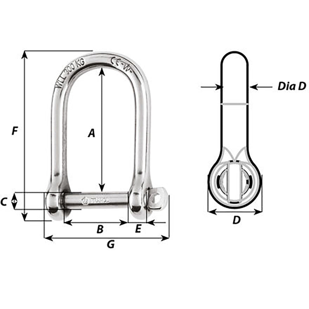 Wichard Self-Locking Large Opening Shackle - 8mm Diameter - 5/16