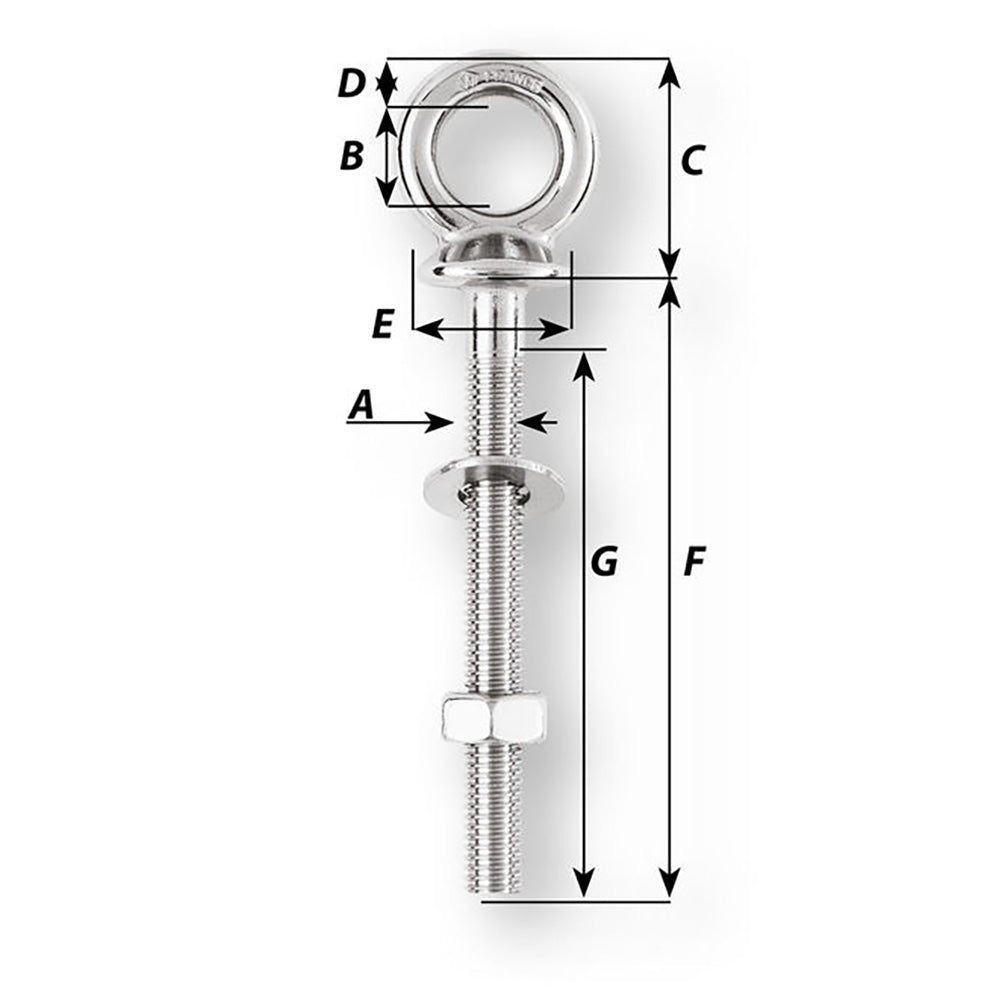 Wichard Eye Bolt - M12 x 175mm - Length 120mm