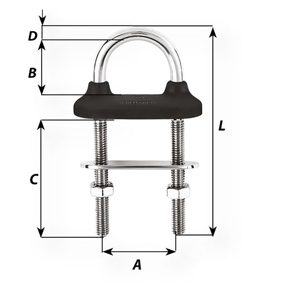 Wichard Black Watertight U-Bolt - 6mm Diameter - 15/64" - 70mm Length - 2-3/4"