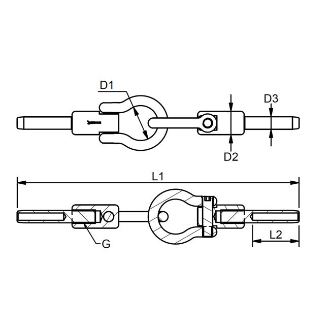 Double gate eye with terminal