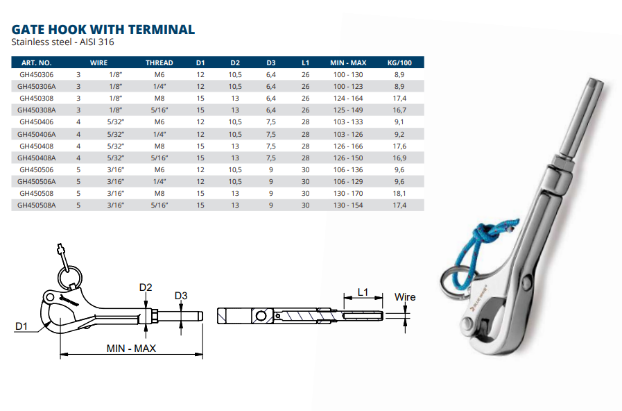Gate Hook With Terminal