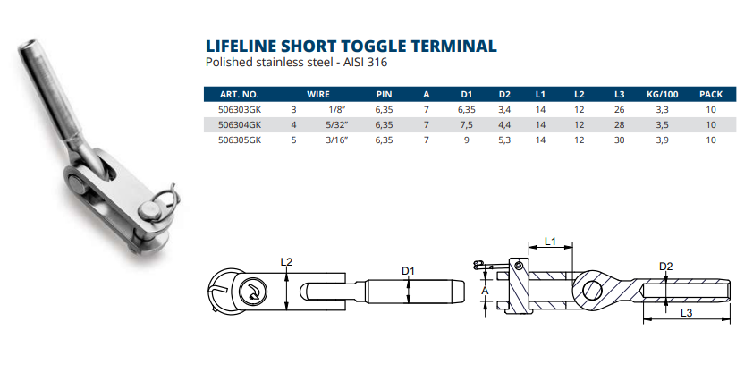 Lifeline Short Toggle Terminal