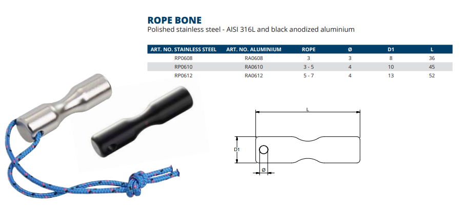Rope bone – anodized aluminium