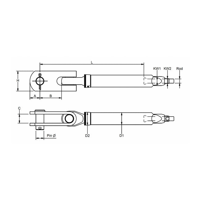 Rigging screw with toggle