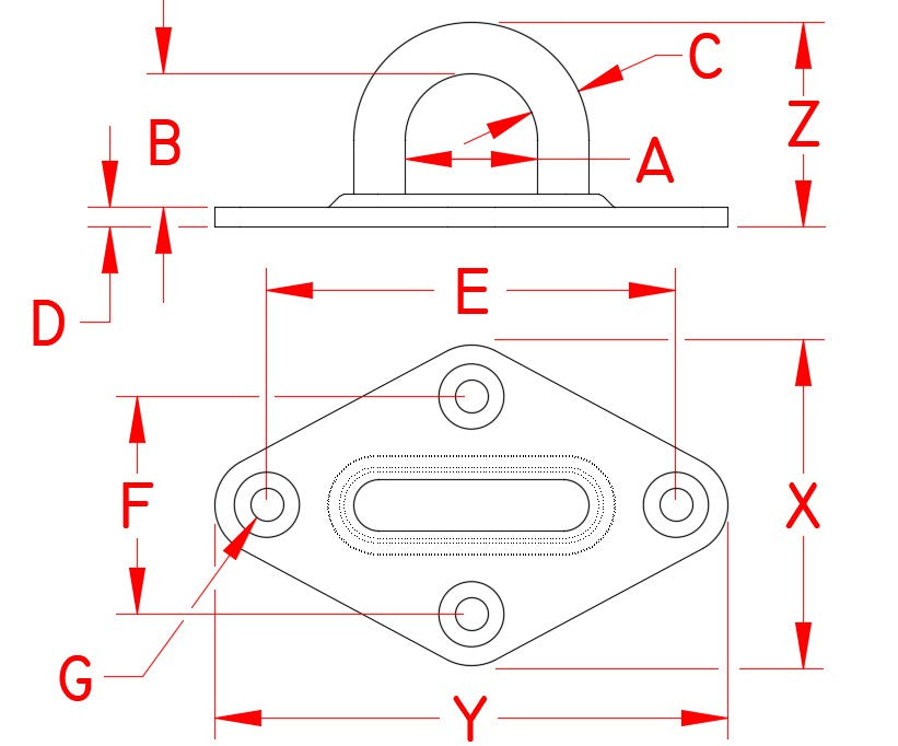 Suncor Stamped Diamond Pad Eye 3-1/4"