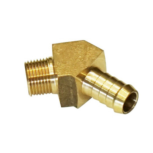 Hose elbow 45 brass 3/8npt-1/2 barb | Rainman Watermakers