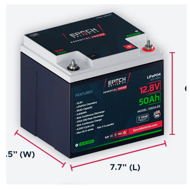 12V 50Ah | Bluetooth | LiFePO4 Battery - Epoch Essentials